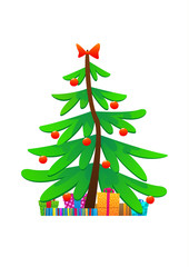 Christmas tree cute vector illustration isolated