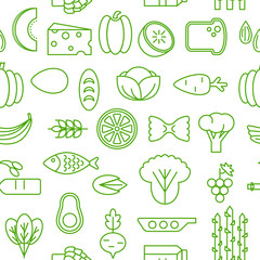 Healty food cartoon seamless pattern