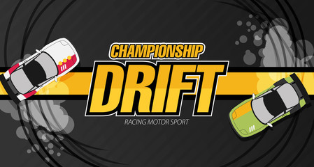 Top view of a drifting cars. Drift banner for web or print. Flat © mix3r