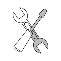 Wrench and screwdriver icon. Tool instrument repair and construction theme. Isolated design. Vector illustration