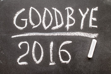 Fototapeta premium GOOD BYE 2016 text written on chalkboard