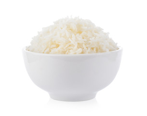 bowl full of rice on white