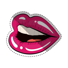 Woman lips comic style icon vector illustration graphic design