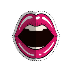 Woman lips comic style icon vector illustration graphic design
