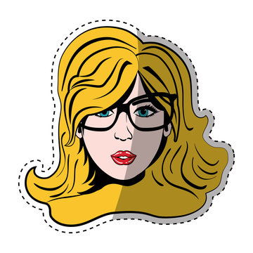 blonde woman wearing glasses sticker clip art preview