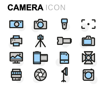 Vector flat camera icons set