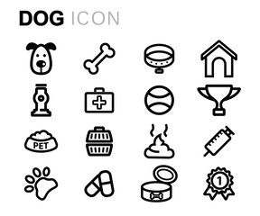 Vector line dog icons set