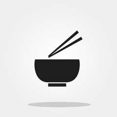 Bowl and chopstick cute icon in trendy flat style isolated on color background. Kitchenware symbol for your design, logo, UI. Vector illustration, EPS10.