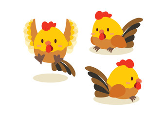cute chicken character mascot design illustration vector