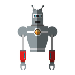 Robot cartoon icon. Robotic technology machine cyborg and science theme. Isolated design. Vector illustration