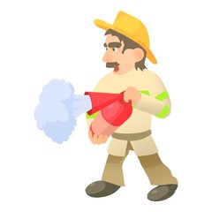  Firefighter icon. Cartoon illustration of firefighter vector icon for web