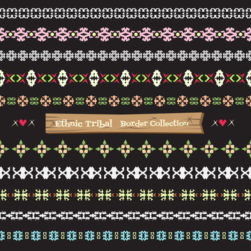 Seamless abstract vector Ethnic Tribal border collection.