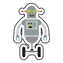 Robot cartoon icon. Robotic technology machine cyborg and science theme. Isolated design. Vector illustration