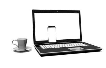 laptop isolated on white with clipping path, 3d render