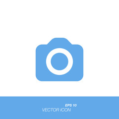 Camera icon in flat style isolated on white background.