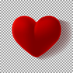 Realistic case for ring isolated on transparent backdrop. Vector illustration. Top view on red box for ring in the form of heart. Template for design of your greeting cards.