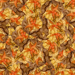 seamless background pattern texture of  huge leaves of poplar wi