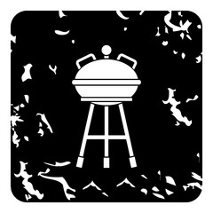 Kettle barbecue grill icon. Grunge illustration of kettle barbecue grill vector icon for web