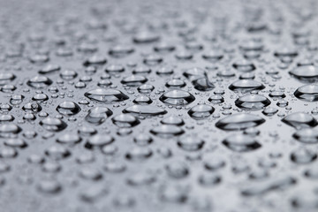 water drops on silver background