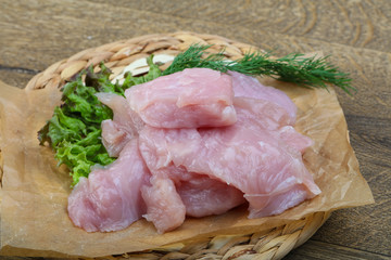 Raw sliced turkey