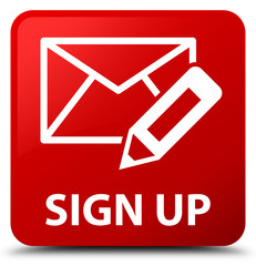 Sign up (edit mail icon) red square button