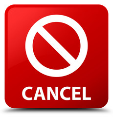 Cancel (prohibition sign icon) red square button