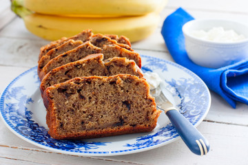 Slices of banana bread for breakfast