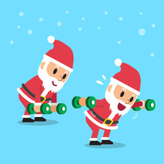 Cartoon santa claus doing dumbbell bent over lateral raise exercise step training