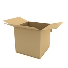 Open box. 3d render illustration isolated on white. Transportation concept.