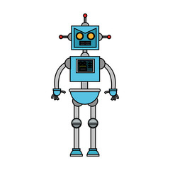 Robot cartoon icon. Robotic technology machine cyborg and science theme. Isolated design. Vector illustration