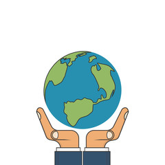 Human hands holding globe.