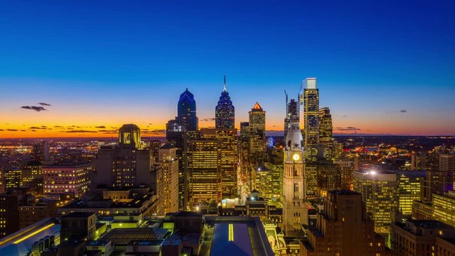 Philadelphia, Pennsylvania, USA Skyline time lapse.