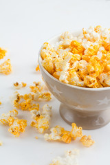 popcorn in a circle on a white background