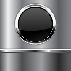 Black round button on metal background