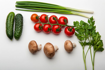vegetables on white background