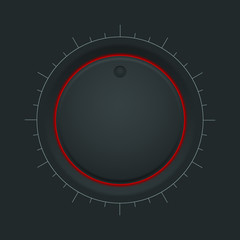 Black inetrface button. Round knob with red backlight