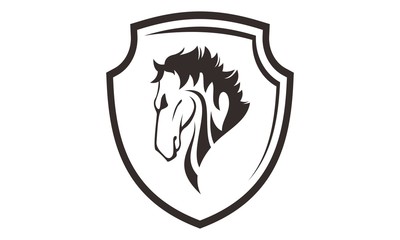 horse head with shield logo template