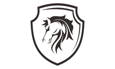 horse head with shield logo template