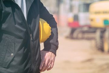 Real and ordinary construction worker on his job.