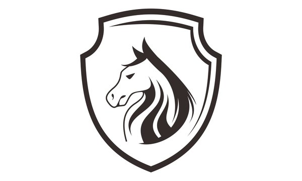 horse head with shield logo template