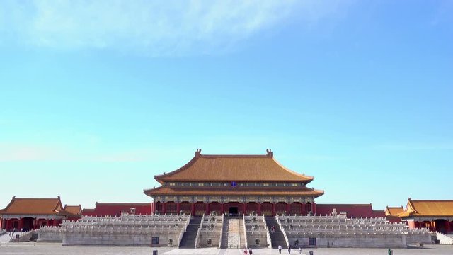 Hall of Supreme Harmony in Forbidden City . Forbidden City was built in 1420, it is a very famous landmark in Beijing