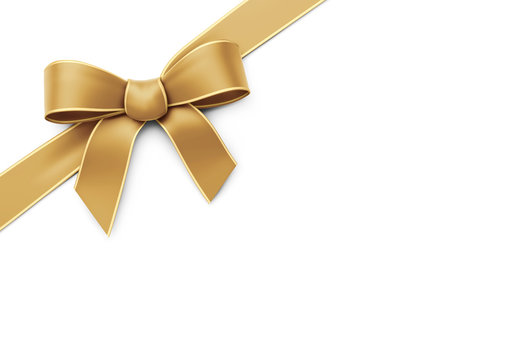 Golden ribbon with bow - corner