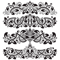 Design ornamental elements. Vintage headline decorations set. Floral tattoo in baroque style.
