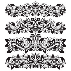 Design ornamental elements. Vintage headline decorations set. Floral tattoo in baroque style.