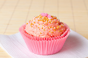 sweet strawberry cupcake with decoration