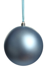 Blue christmas ball isolated on white background