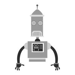 Robot cartoon icon. Robotic technology machine cyborg and science theme. Isolated design. Vector illustration