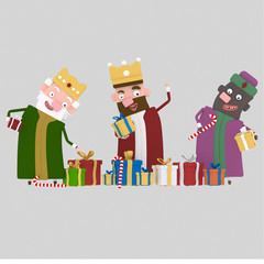 Three Magic Kings  with many gifts.

Custom 3d illustration contact me!