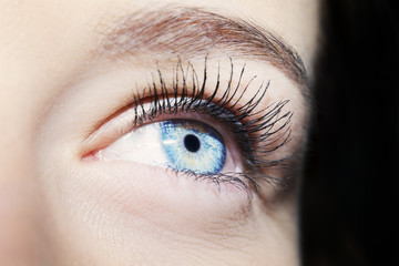 Beautiful insightful look blue woman's eye