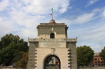 Naklejka premium Tower of Milvio bridge in Rome, Italy